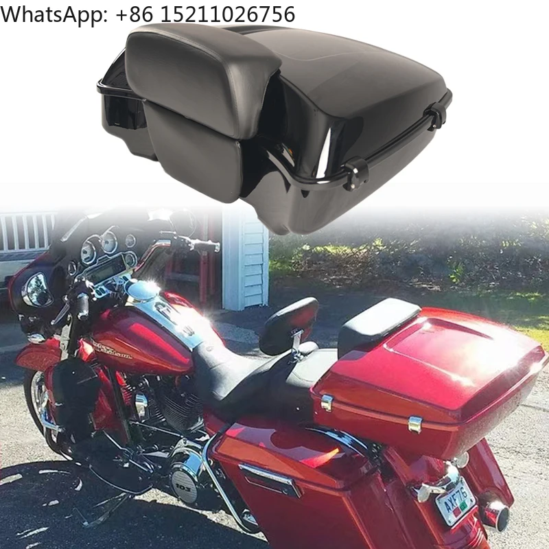 Motorcycle Glossy Black 10.7 Inch Chopped Tour Pack with Backrest Black Latch Fit for Harley Touring 2014-2024