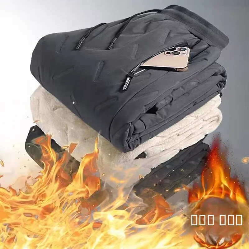 

Men's Fce Lined Thi Cotton Pants Large Size eepskin Sports Sweatpants Warm Cuffed Casual Trousers mid Youths Dad