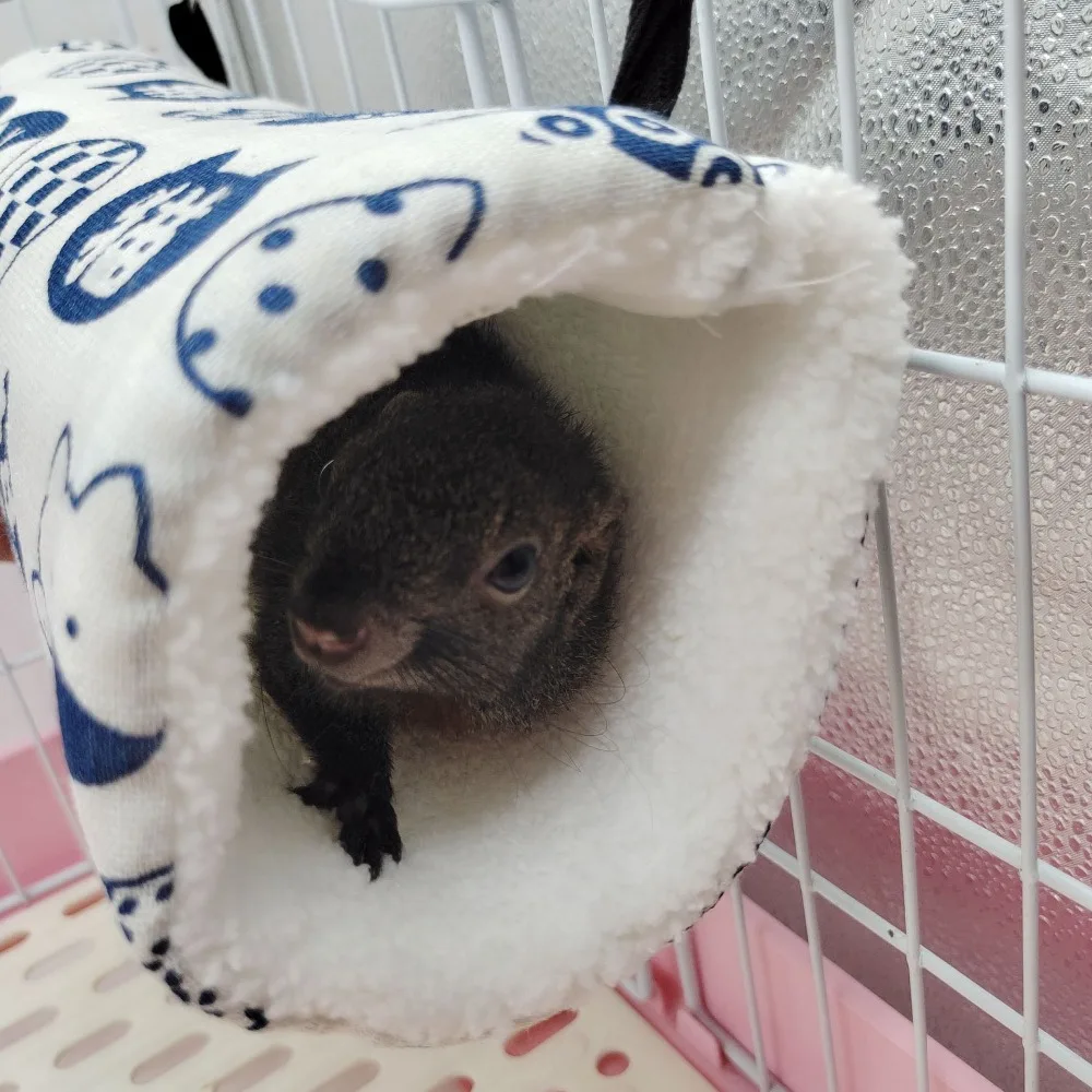 Hamster Tunnel Hammock for Small Animals Cute Cartoon Printing Hanging Cage Swing Sleeping Bed Nest House Squirrel Rat Toy