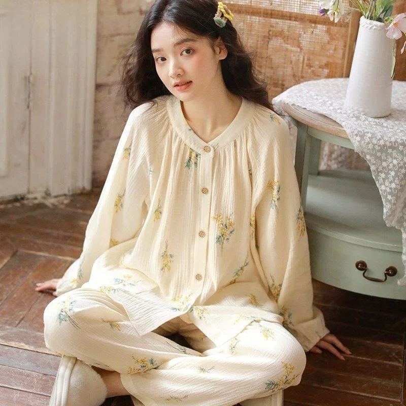 vetements-de-nuit-en-pur-coton-pour-femmes-manches-longues-col-rond-double-couche-vetements-de-maison-fins-et-amples-avec-coussinet-de-poitrine-printemps-ete