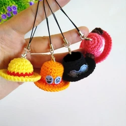One Piece Hand-crocheted Luffy Ace Sabo Three Brothers Chopper Small Hat Straw Hat Wool Pendant Creative Jewelry