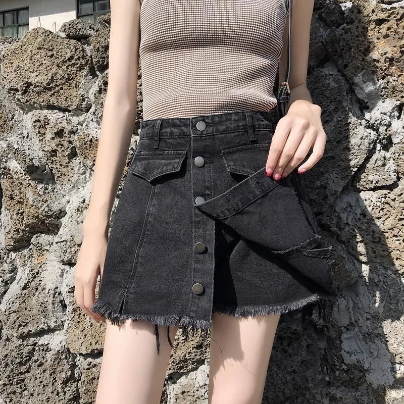 

Black Jeans Skirt Women's Short Spring And Summer Fashion High-waisted A-line Slimming Seaside Vacation Denim Shorts For Women