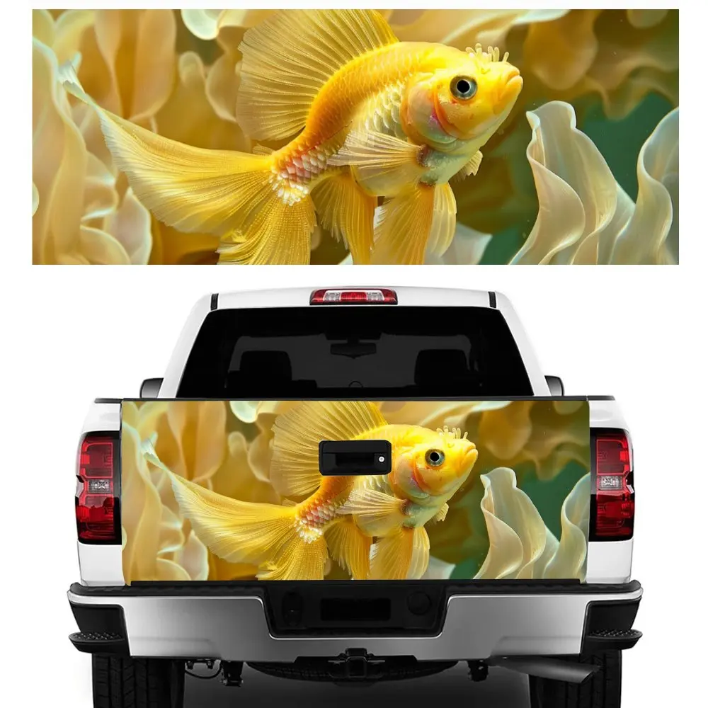 Underwater World Swimming Fish Print Car Tail Trunk Protect Vinly Decal Auto Accessories Hood Decor Sticker for Off-road Pickup