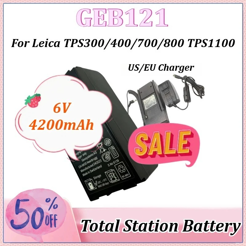 

6V 4200mAh GEB121 for Leica TPS1100 TPS300/400/700/800 Series Total Stations Surveying Instrument Rechargeable Batteries