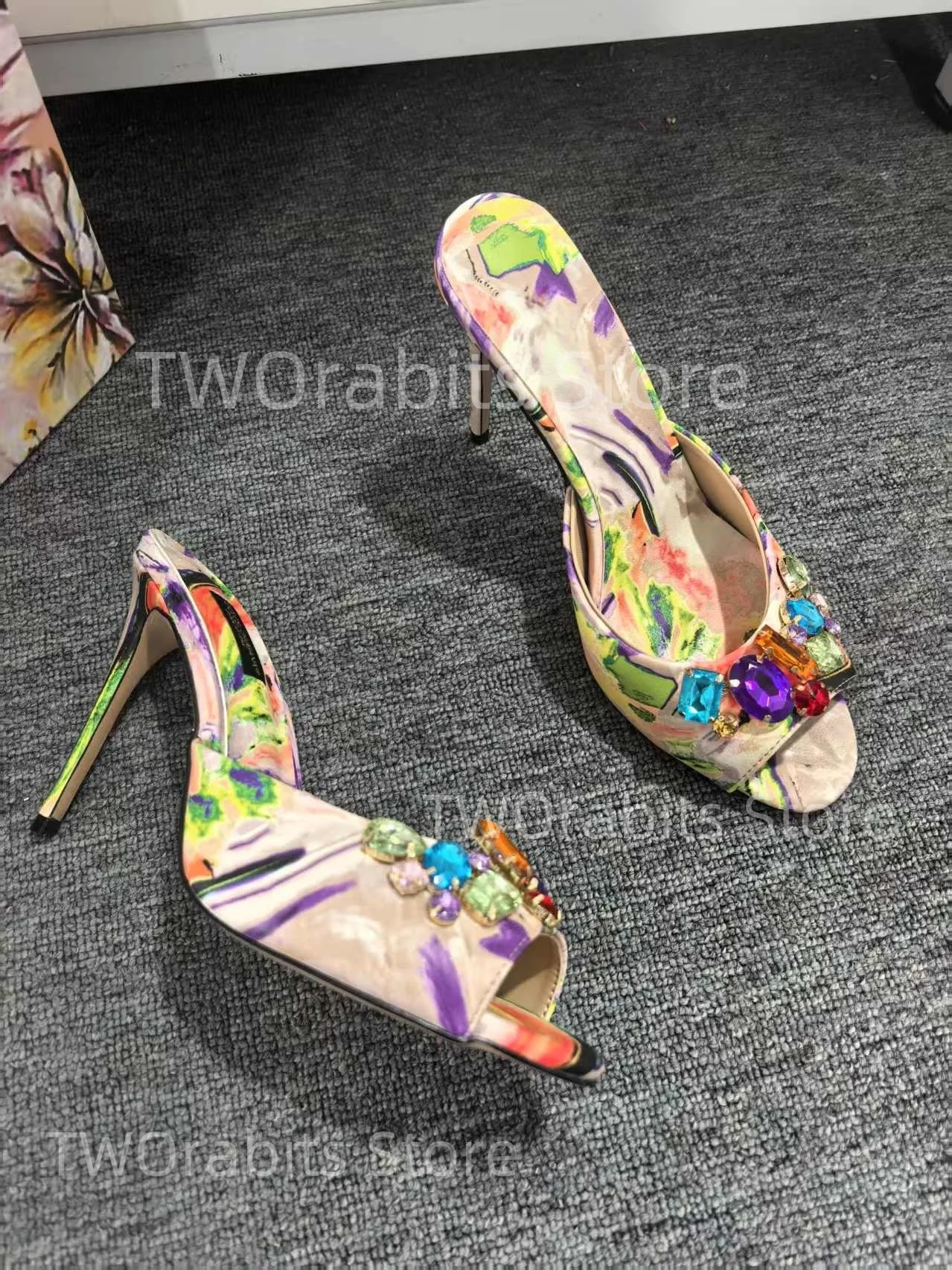 

Sexy Mesh Rhinestone Double-layer Elegant Pointed High Heels Sweet Three-dimensional Bow Women's Sandals Banquet Wedding