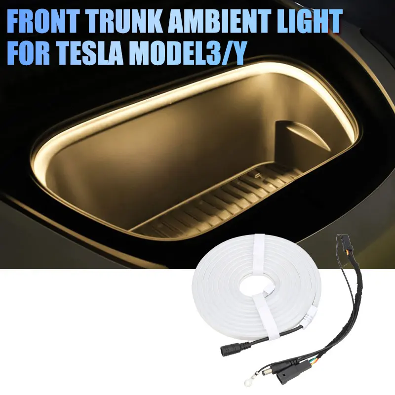 

Car Front Trunk Light Brighten LED Surround Lighting Strip Modified Cargo Area Light Kits For Tesla Model 3/Y with Original Plug