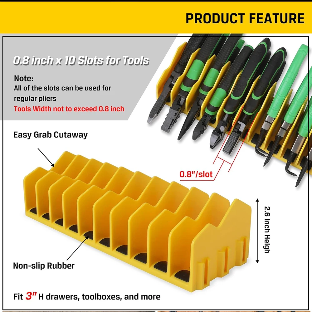 Plier rak organizer tahan hingga sepuluh Tang, Laci kotak alat tang kokoh rak penyimpanan pengatur ruang praktis