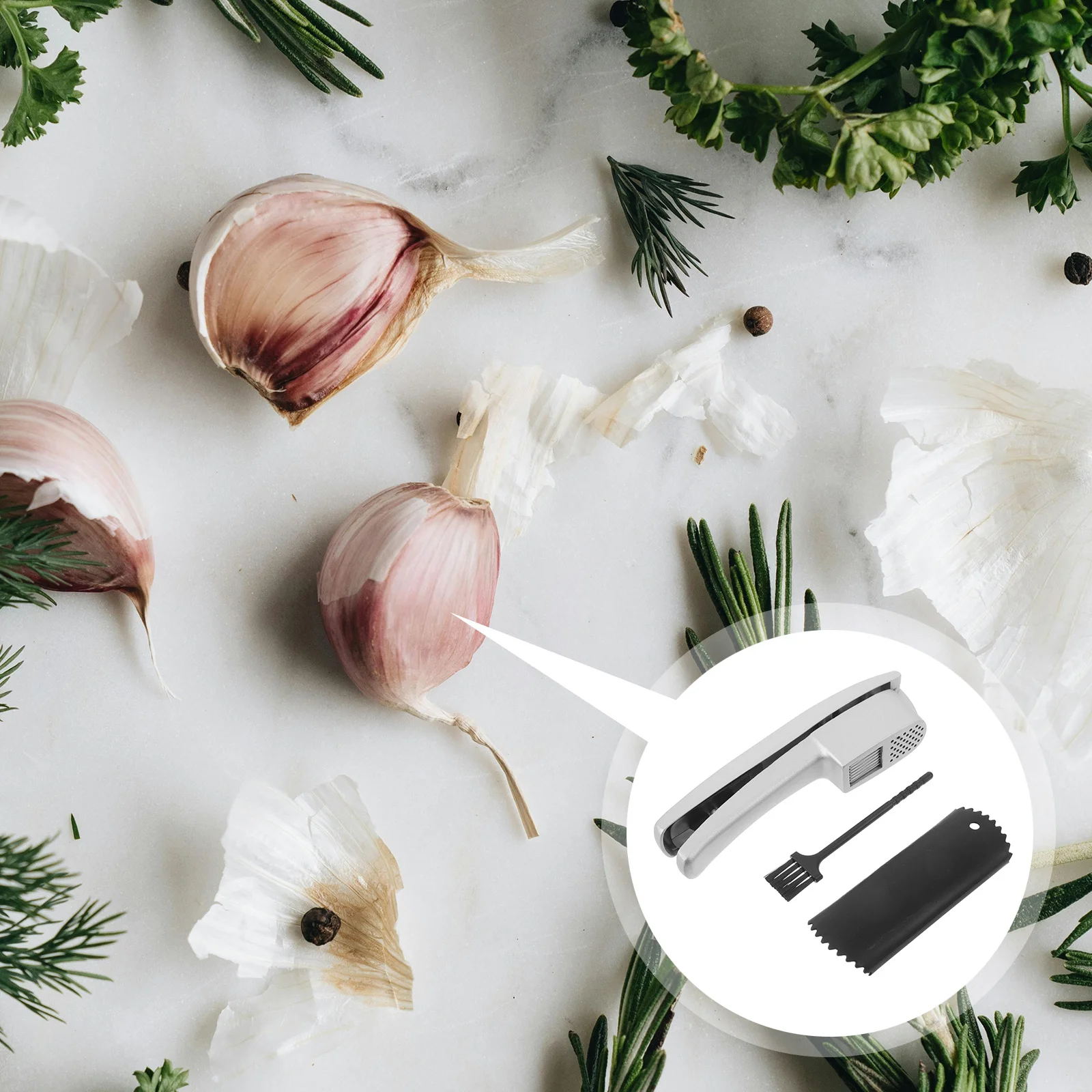 

1Set Garlic Press Manual Mincer Tool Alloy Rustproof Efficient Slicing Crushing Kitchen Gadget Accessories