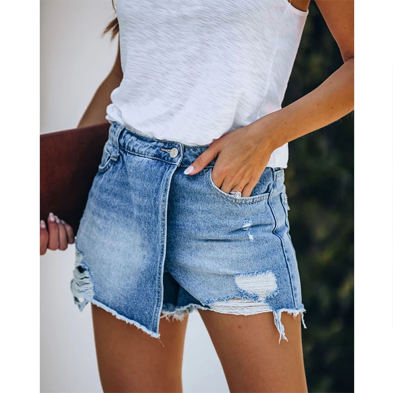 

Summer Denim Skirts Shorts jeans Women Shorts Ripped Solid Color Leisure Shorts Skirts Feminino