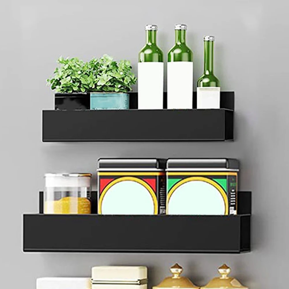 

2Pcs Magnetic Fridge Spice Shelf Large Small Punch Free Refrigerator Magnetic Storage Rack Kitchen Organizer Space Saving