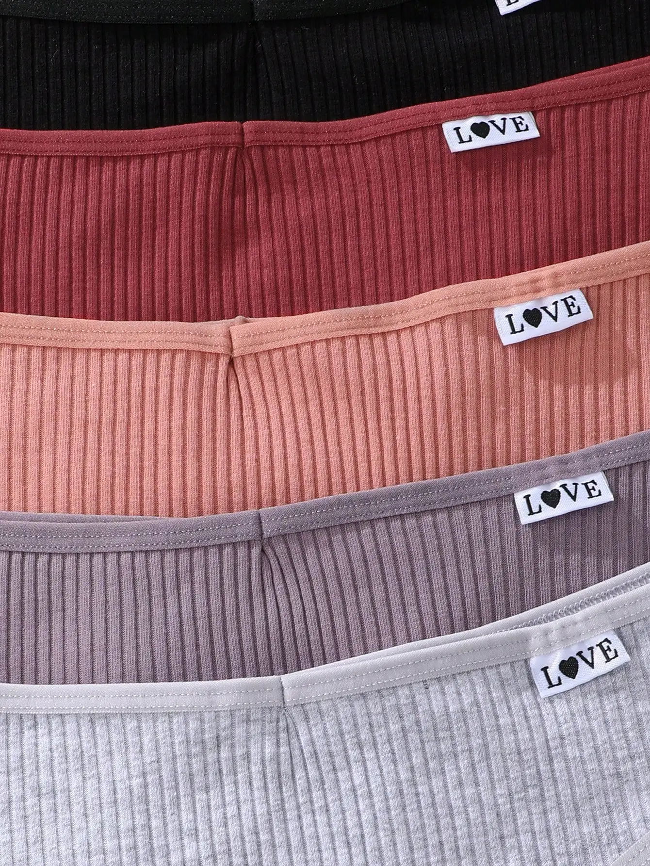 5 Stück/Packung Damen-Slips mit niedrigem Bund, niedriger Taille, niedlichem Aufdruck und Buchstaben-Design, hochelastisch – Detail 2