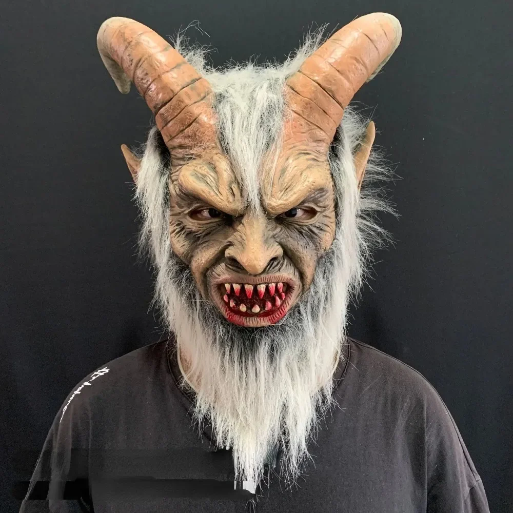 Scary Demon Face Cover Horror Cosplay Mask for Adult Movie Role Play Carnival Party Halloween Lucifer Latex Full Head Mask
