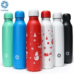 FEIJIAN Stainless Steel Water Bottle Double Wall Vacuum Insulated Sports Water Bottle for Cold and Warm Drinks Christmas Pattern