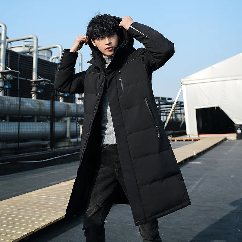 

Зимний мужской пуховик, толстое термонепроницаемое пальто, высококачественная длинная куртка из 90% белого утиного пуха с капюшоном, мужская парка