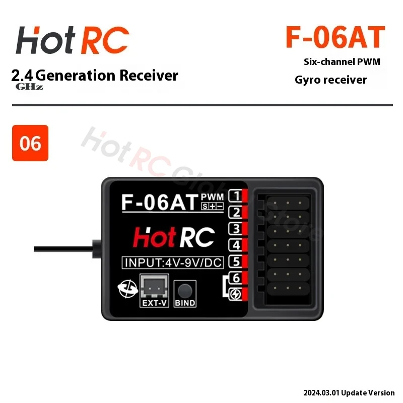 HOTRC 2.4Ghz 4/6/8 Channel Receivers F-04A F-06AT F-08A F-01A with/without Gyro Light Control for Transmitter Remote Control