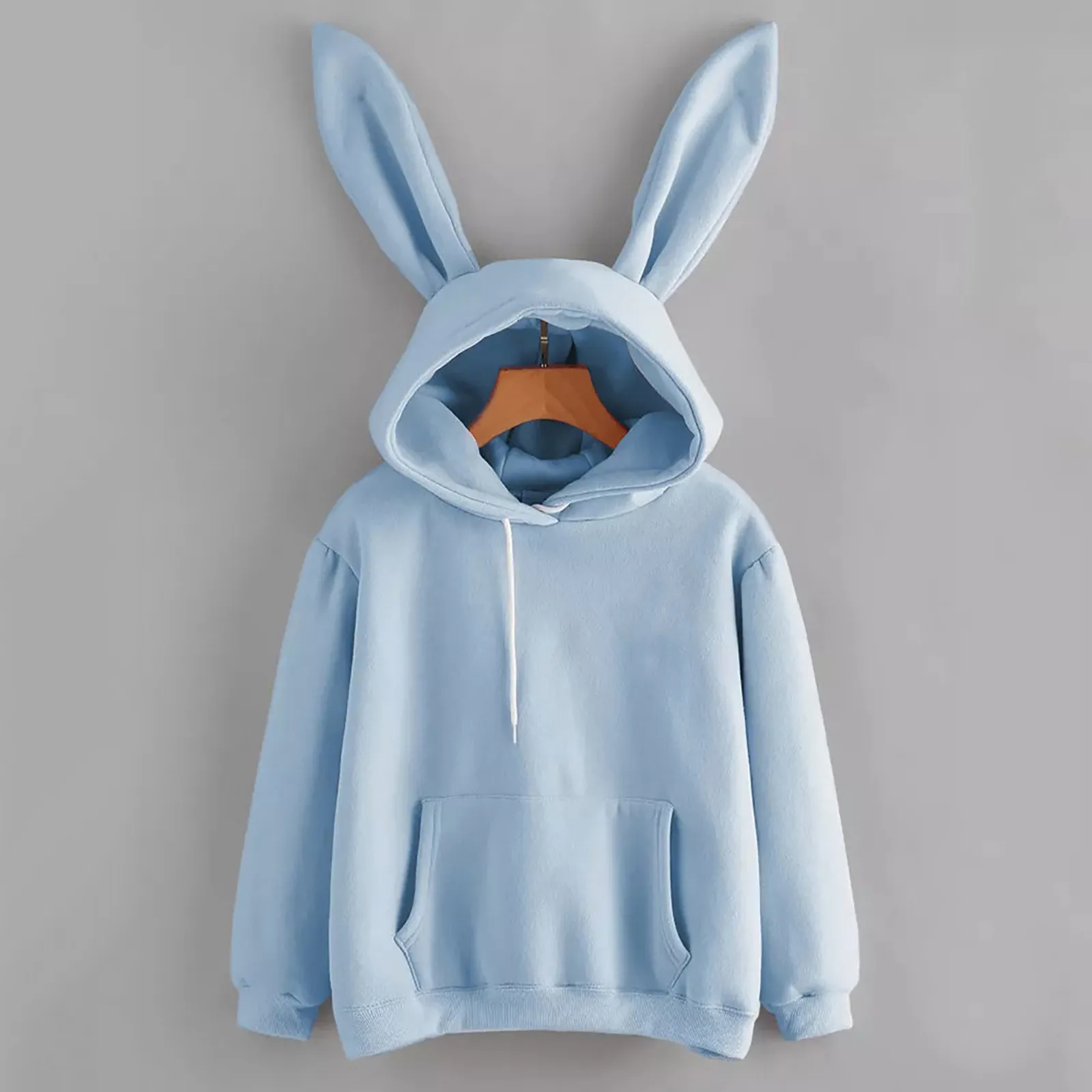 2023 Autumn Winter Women Hoodies Kawaii Rabbit Ears Fashion Hoody Casual colors Solid Color Warm Sweatshirt Hoodies For Women