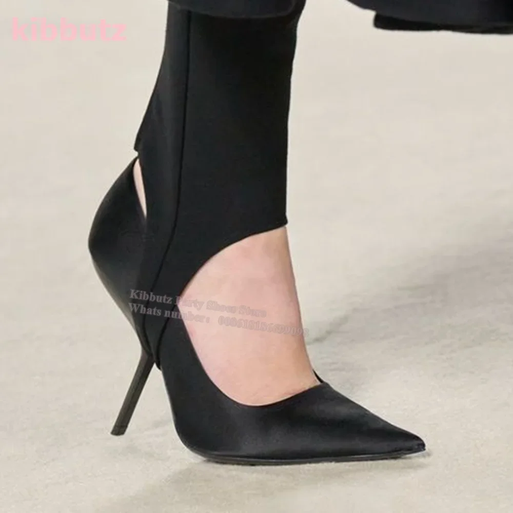

Pointed Toe Thin Heel Pump Fashion Show Elegant Sexy Luxury Women Single Shoes Leather Solid Shallow Slip-On Snakeskin Suede New