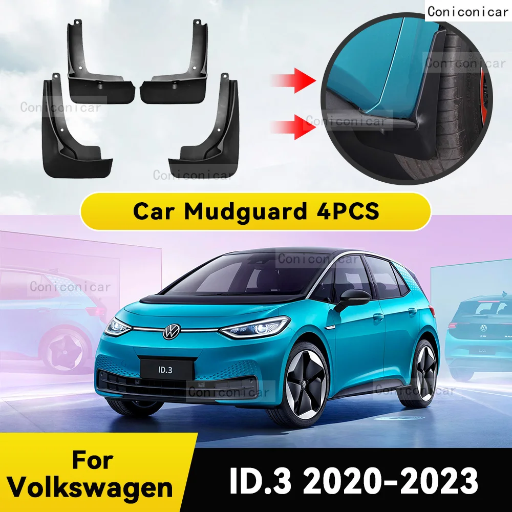 Car Fender Mud Flaps For Volkswagen ID.3 2020-2023 Splash Guards MudFlaps Front Rear Wheel Mudguards 4pcs Auto Accessories