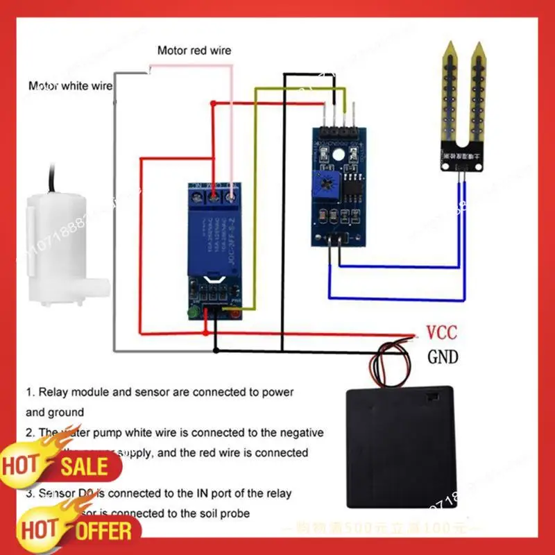 

B47C Автоматическая система орошения Самополив DIY Kit Садовая теплица Цветочный водяной насос Датчик влажности почвы Релейный модуль