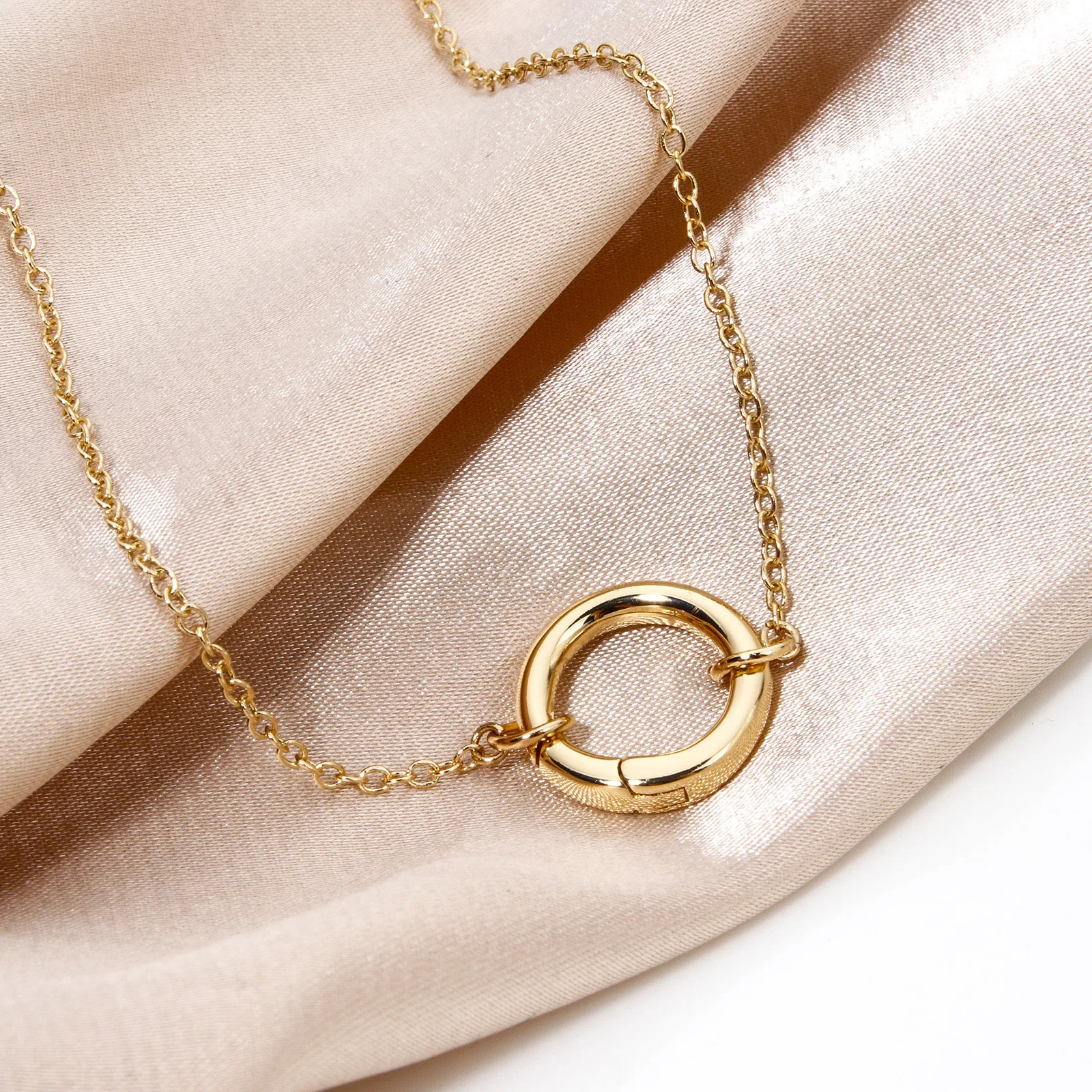 Fashion Brass Necklace For DIY Jewelry Making Gold Plated With Spring Ring Clasp Necklace Gift, 1PC