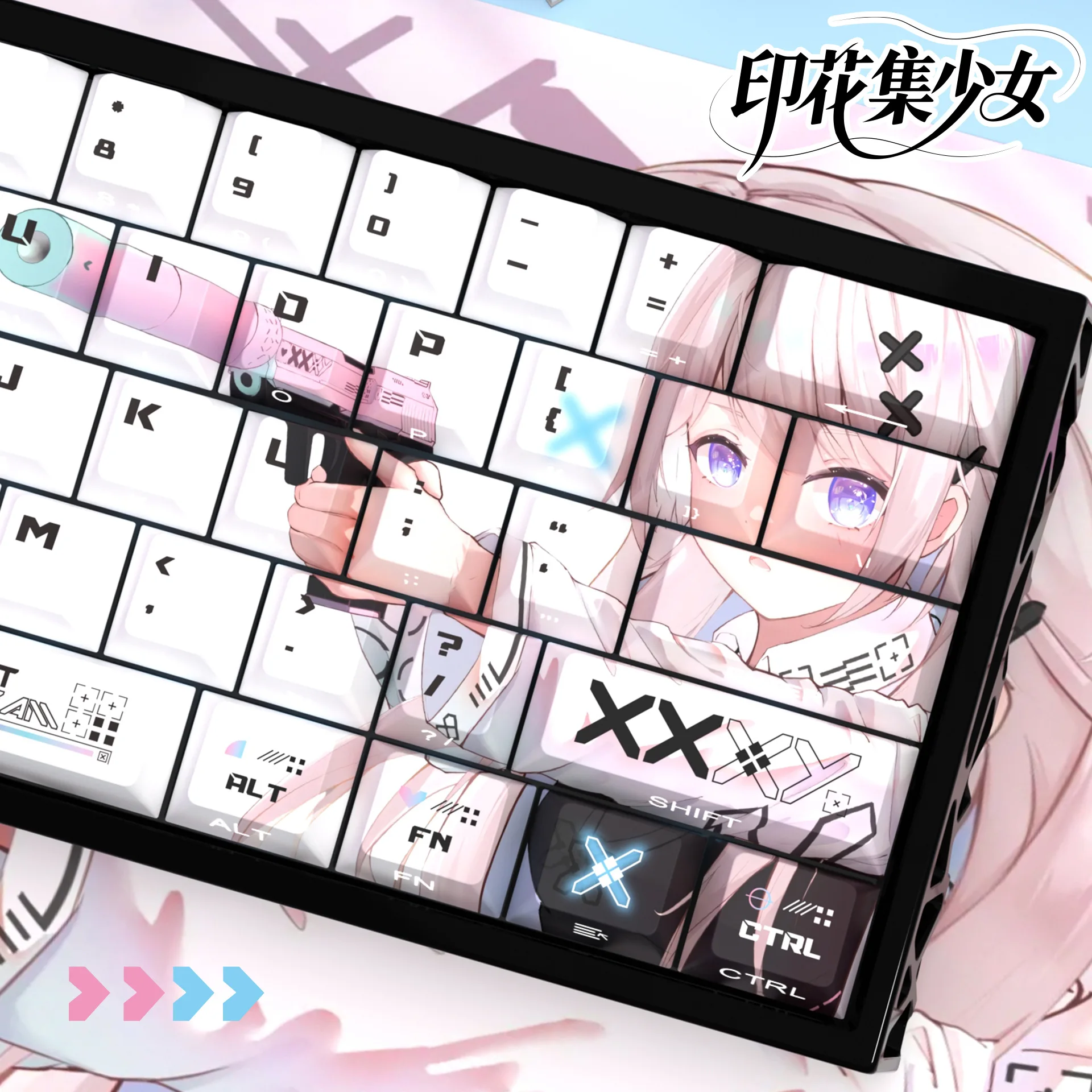 SPYSELF Anime Print Girls Theme Side-Legend Translucent Small Set PBT Dye-Sublimation Keycaps