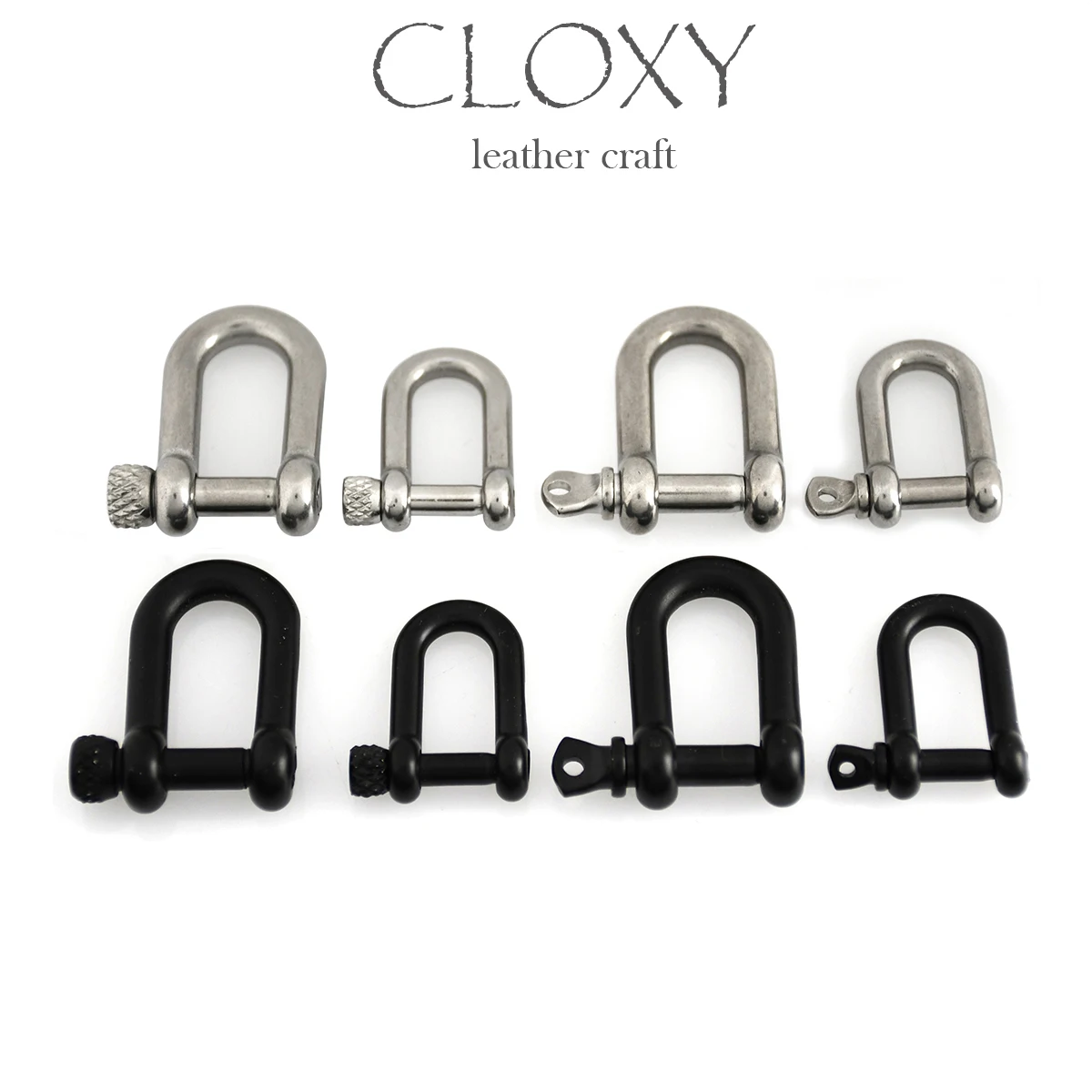 1 pcs Stainless Steel Carabiner D Bow Shackle Fob Key Ring Keychain Hook Screw Joint Connector Buckle Solid Metal 2 Size