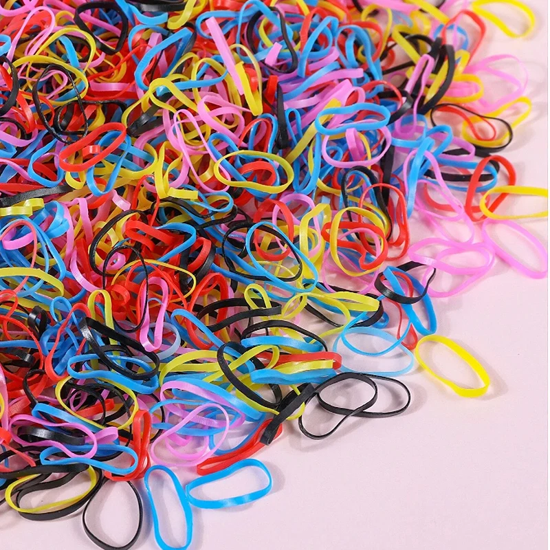 1000/2000 Stück bunte kleine Einweg-Haarbänder Scrunchie Mädchen elastisches Gummiband Pferdeschwanzhalter Haarschmuck Haargummis – Detail 7
