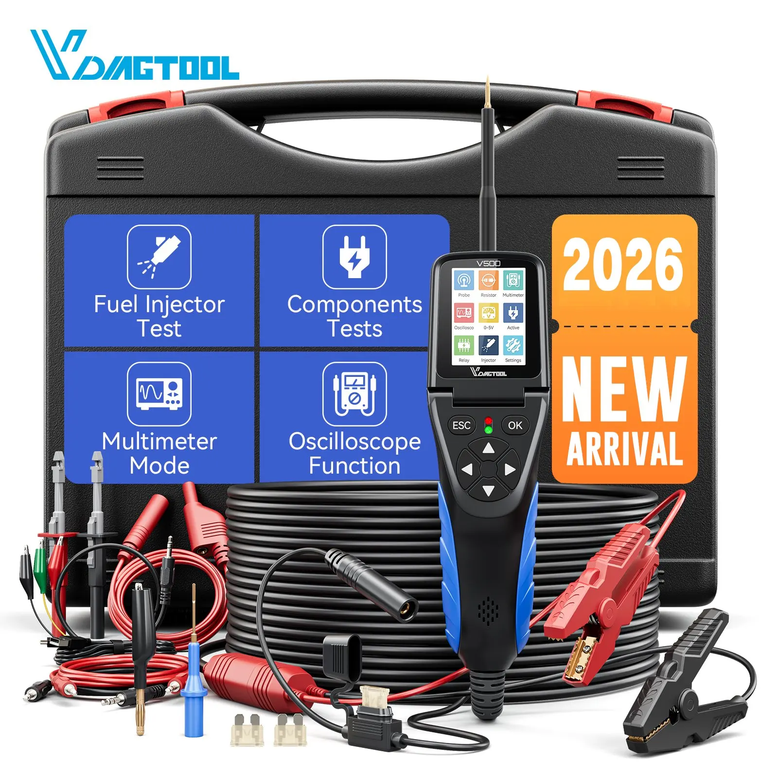 EU Stock VDIAGTOOL V500 Automotive 12V 24V AC DC Cricuit Tester Short Circuit Fuse, Relay, Diode Testing Tool for Truck