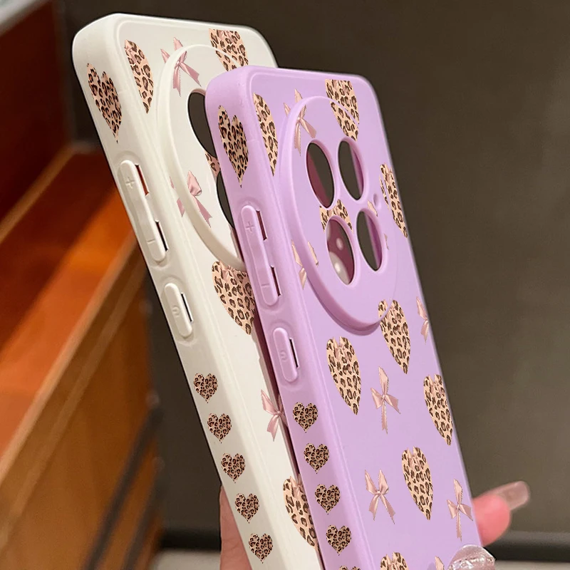 Leopard Print Hearts Bow Soft Lanyard Phone Case For OnePlus 15 13 13T 12 13R 12R 11R Nord 5 Ace 5 3 2 5G TPU Shockproof Cover #3