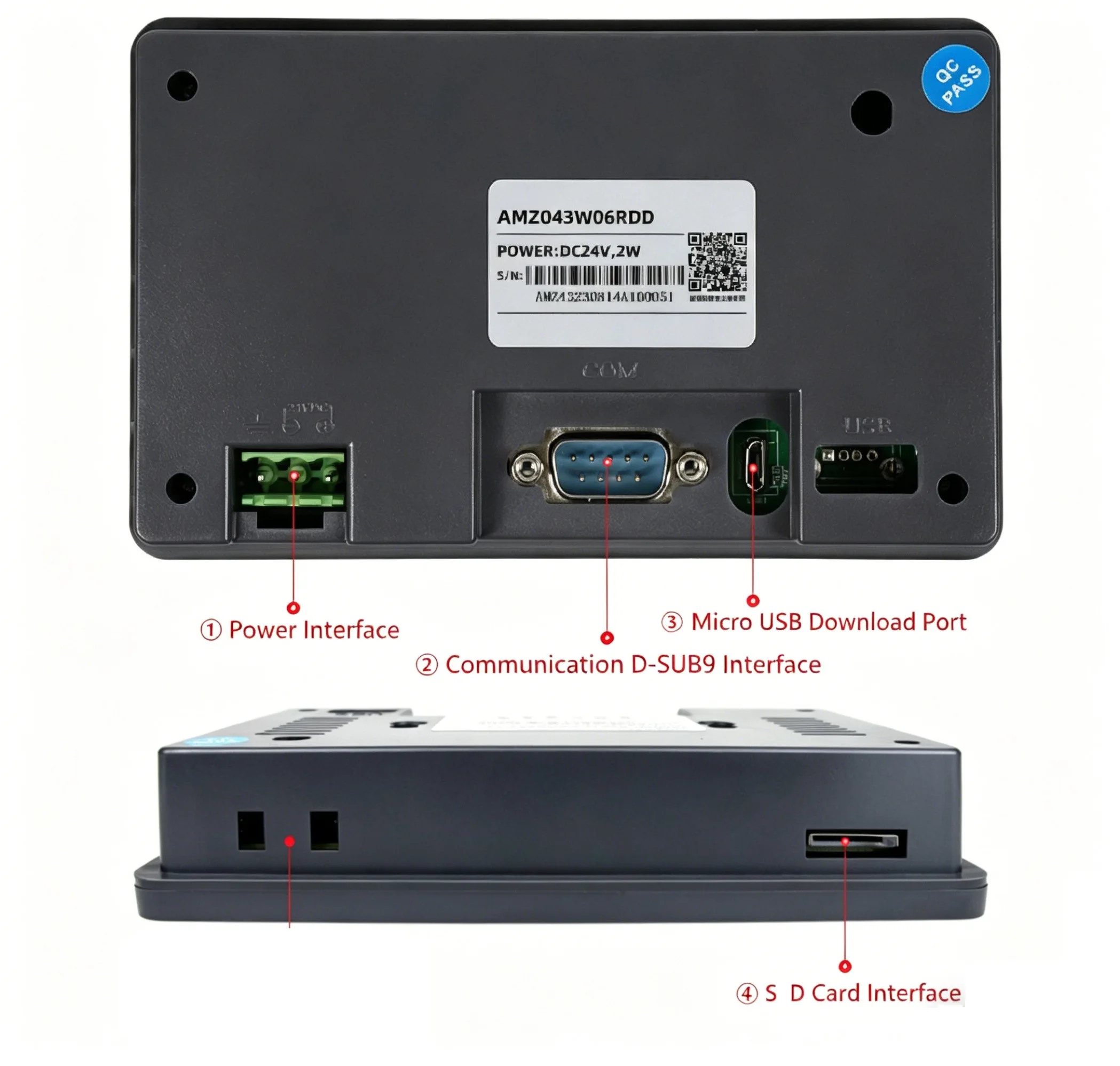 lollette-amz043w06rdd-amz043w06rde-43インチtft液晶タッチスクリーン-rs485-232-422通信-dc10-30v-modbus-rtu-hmi-plc用