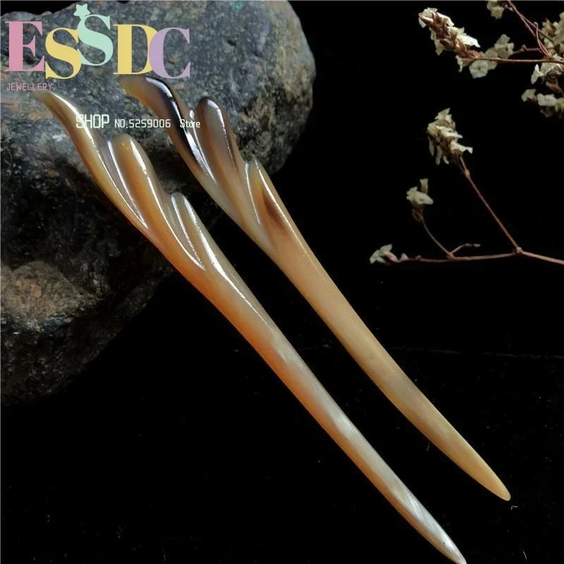 Genuine Natural Horn Hairpin White Buffalo Hanfu Accessories Country Style Simple  Classical