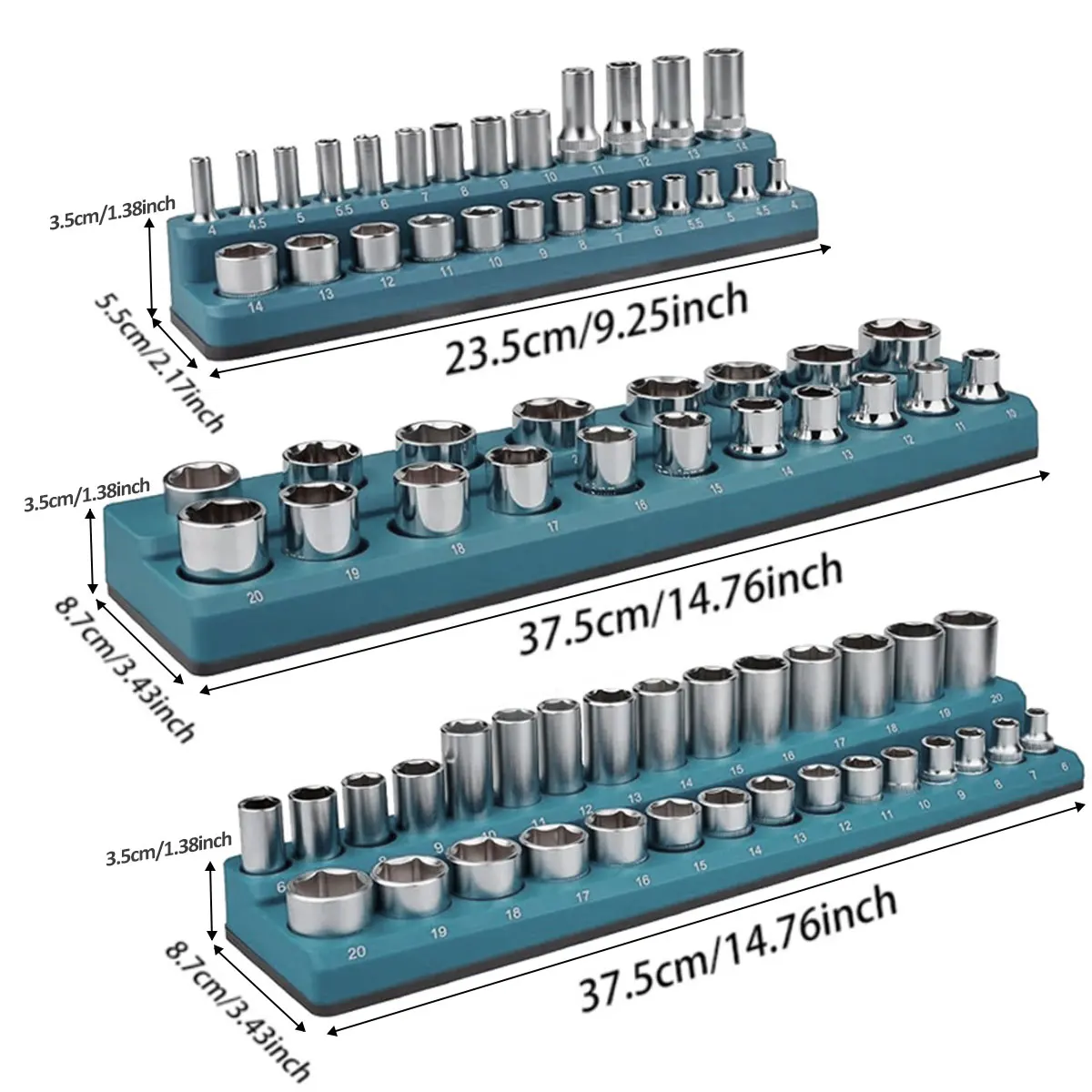 Professionele Magnetische Socket Houder Drive Metrische Socket Organizer Opslag Installatie Tool Kit 3 stks/set