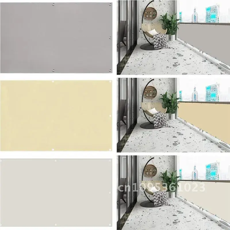 Grey Beige Milky 100% Polyester Waterproof Balcony Privacy Screen Sun Fencing Windproof Shading Terrace Rainproof Sails Net Net