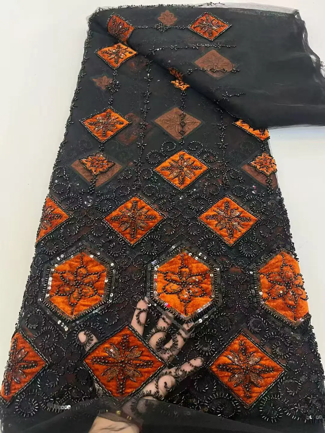 

High Quality African Sequins Beaded Lace Fabric 2025 French Nigerian Style Embroidery for Wedding Dresses Material