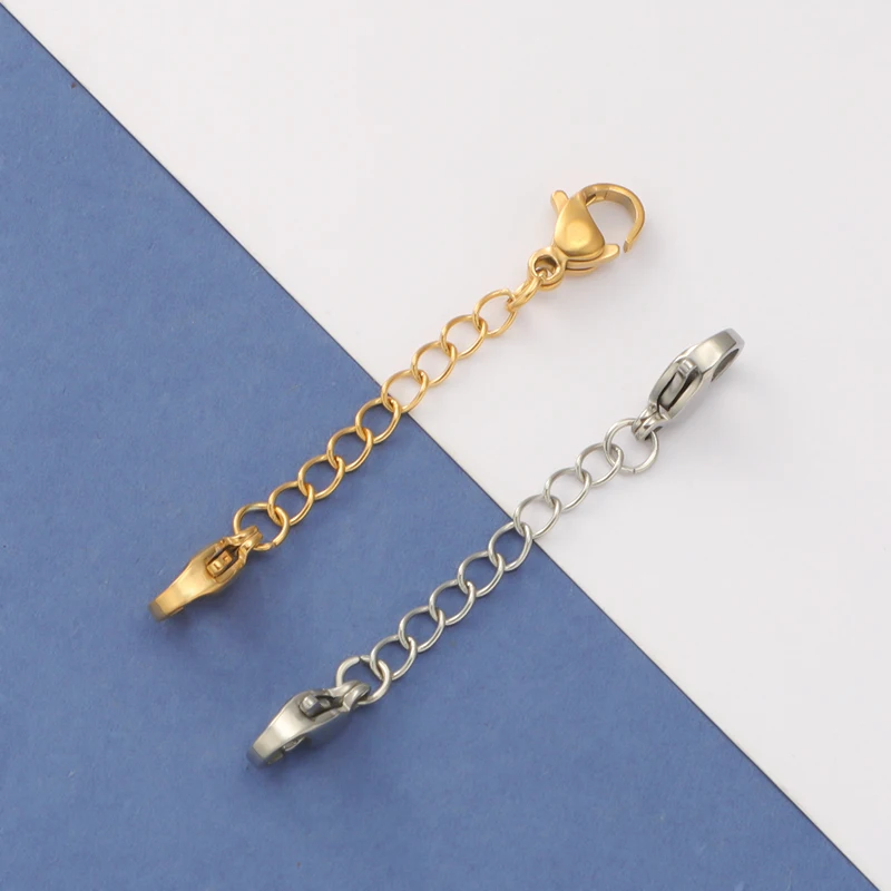 

Fnixtar 50pcs Stainless Steel Extension Tail Chain 2 Lobster Clasps Connector DIY Jewelry Making Findings Bracelet Necklace