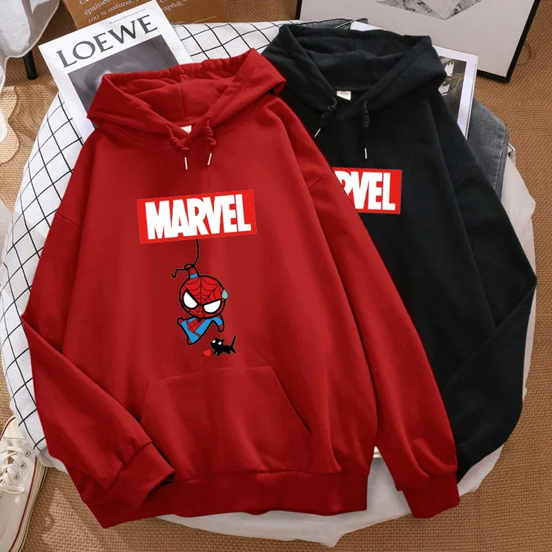 Cute Marvel Spiderman Print Hoodies Women Superhero Kawaii Funny Streetwear Casual Cartoon Sweatshirts Oversized Pullover