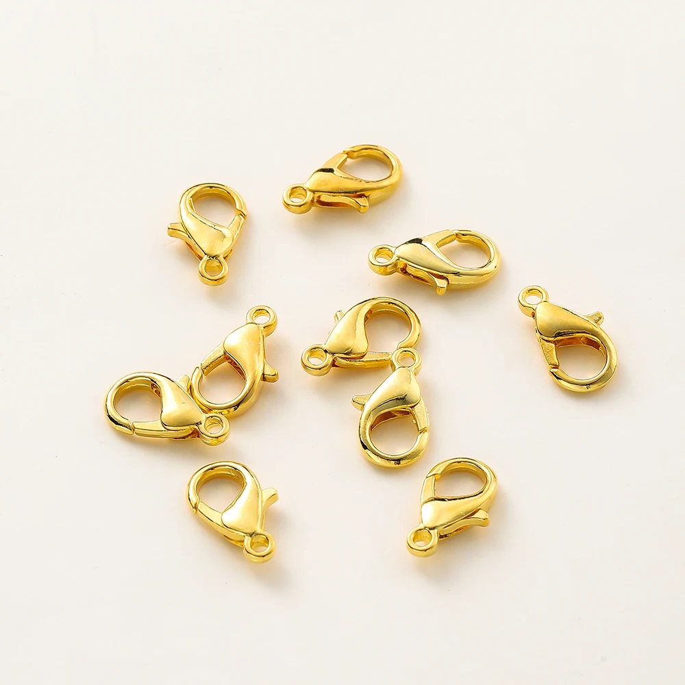 

10Pcs 10/12/14mm 14K/18K Gold Color Plated Metal Alloy Lobster Clasps for DIY Bracelets Necklace Jewelry Making Supplies