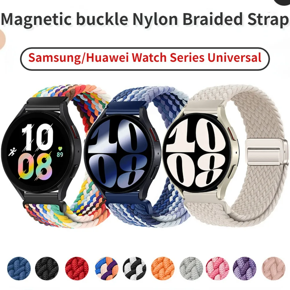 

22mm 20mm Magnetic buckle Strap for Samsung Galaxy Watch 3/4/5/6/Classic Braided Bracelet for Huawei Watch 4/GT-2-3-Pro 46mmBand