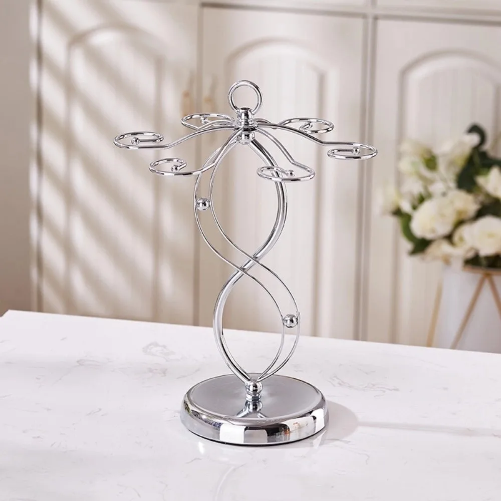 

Creative Desktop Wine Glass Stand Iron with 6 Hooks Wine Glass Holder Goblet Stand Decorative For Kitchen Bar Living Room Office