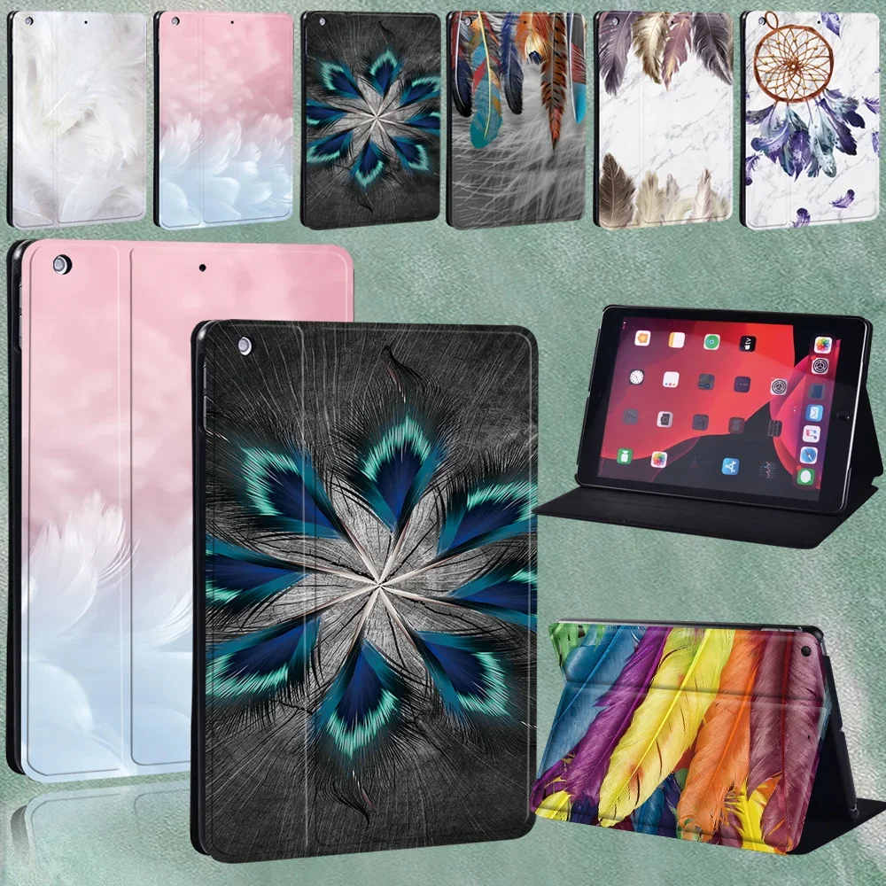 

For Apple IPad Air 1 2 3 4 5/IPad 2 3 4/Mini 1 2 3 4 5/IPad 5th 6th 7th 8th 9th/Pro 11/10.5/9.7 Feather Print Tablet Stand Cover