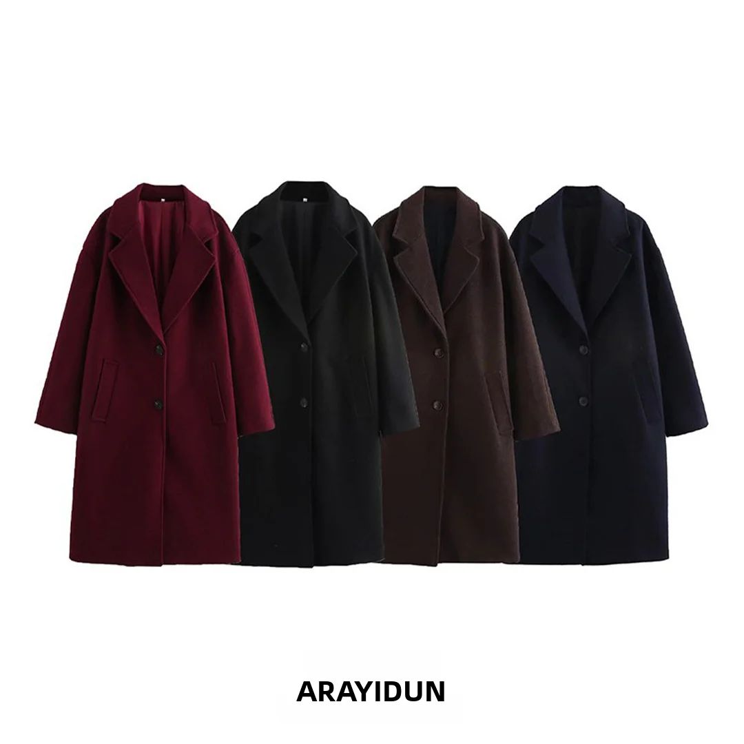 

Модное свободное женское пальто, осеннее новое пальто Sle 2022, прямая трубка из полиэфирного волокна, Thiened Long Sve средней длины