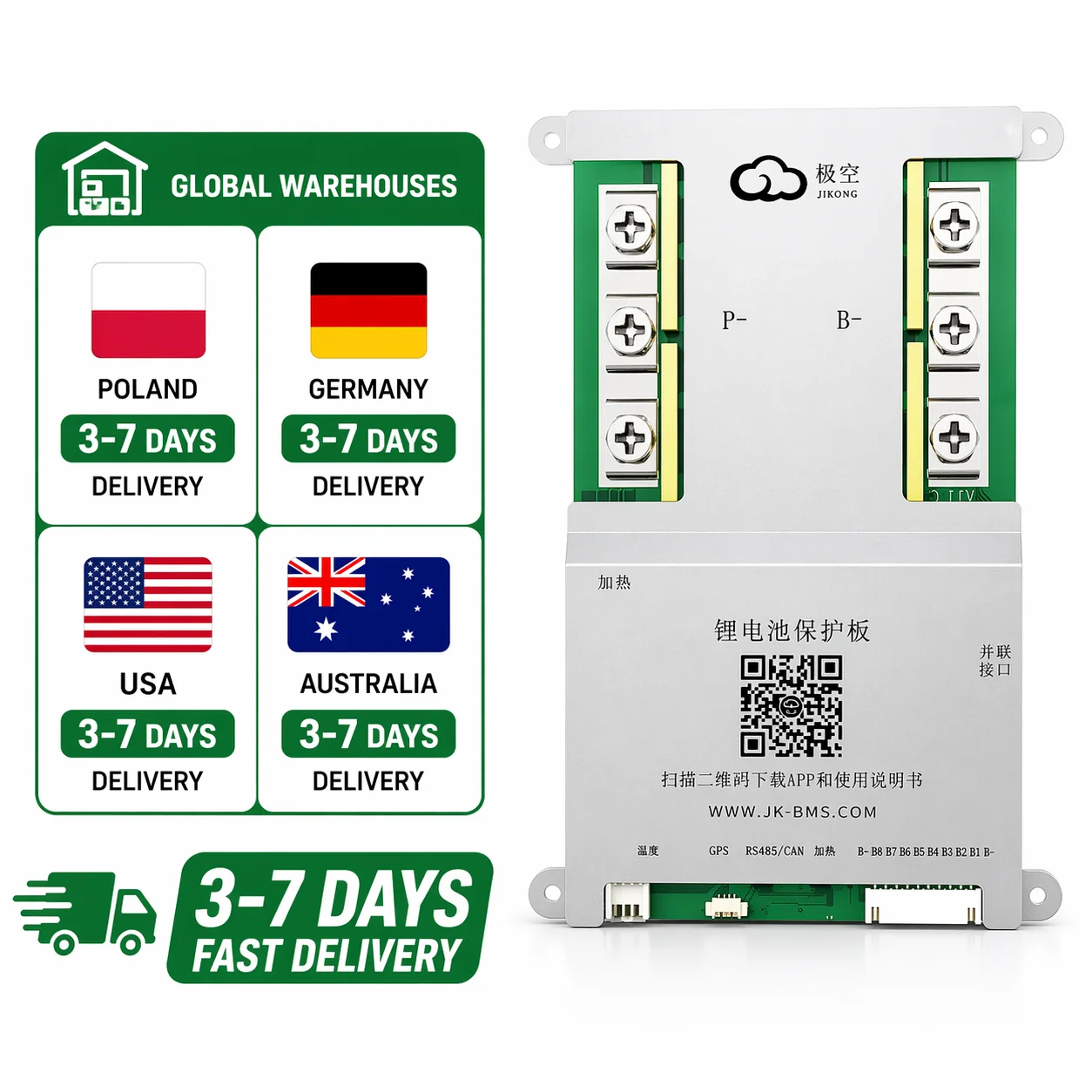 

JK Smart BMS with Active Balancer, 8S 12S 16S 24S Multiple Versions, 60A to 200A Protection for Lithium Battery Packs