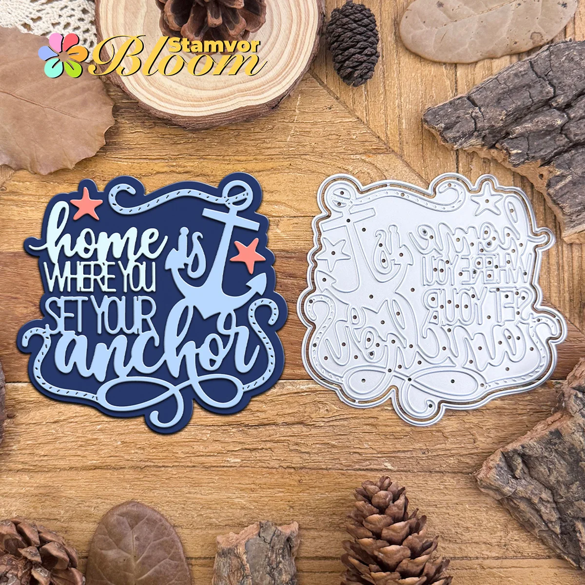 Original Lovely Layers HOME IS WHERE YOU SET YOUR ANCHOR Titel Metall-Stanzformen, Scrapbooking, dekorative Prägung