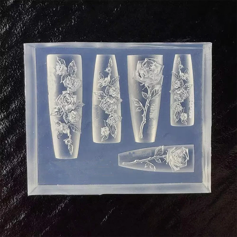 1개 3D 네일 아트 실리콘 몰드로 장미꽃 참 만들기, 전문 디자인 및 쥬얼리 제작, DIY 매니큐어 도구