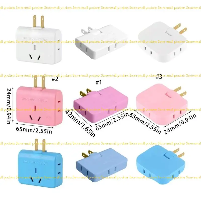 R1WD Multiple Device Power Adapter 2Pin to 3 Prong/2 Prong Conversion Plug Socket Portable Converter for Workstations Trip