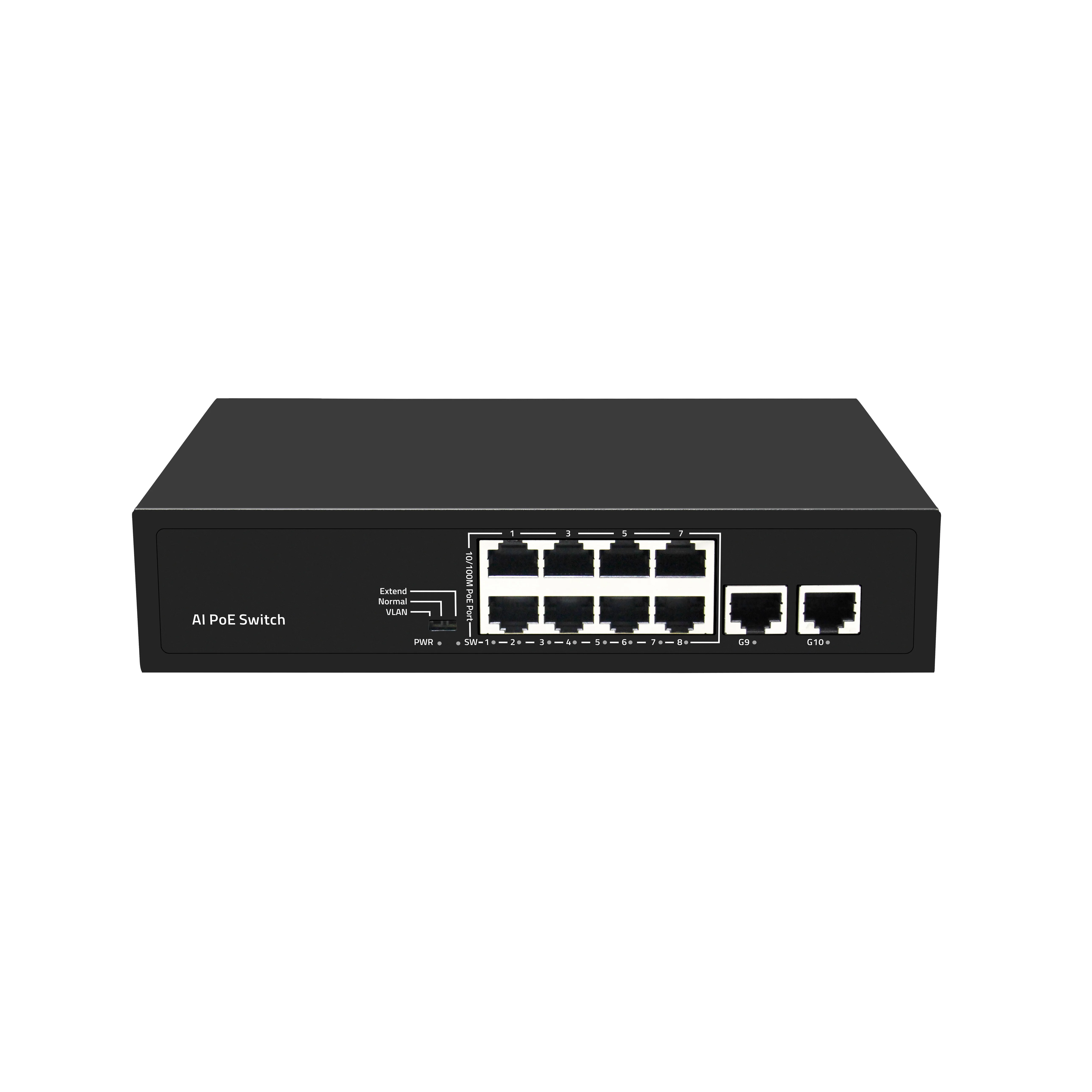 

8CH POE Switch ,with 8* 10/100M POE Ports + 2* 1000M Ethernet Uplink Ports