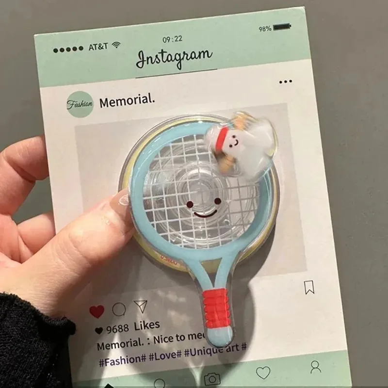Cute Table Tennis Racket Rotating Magnetic Stand Universal Phone Stand Drama Chasing Artifact view 3