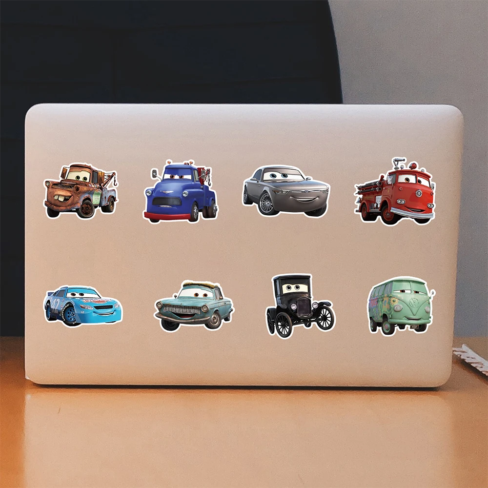 Autocollants de dessin animé Disney pour enfants, Sally Carrera, Rains McQueen, cool, bricolage, ordinateur portable, voiture, étanche, jouet pour enfant, 10 pièces, 30 pièces, 50 pièces