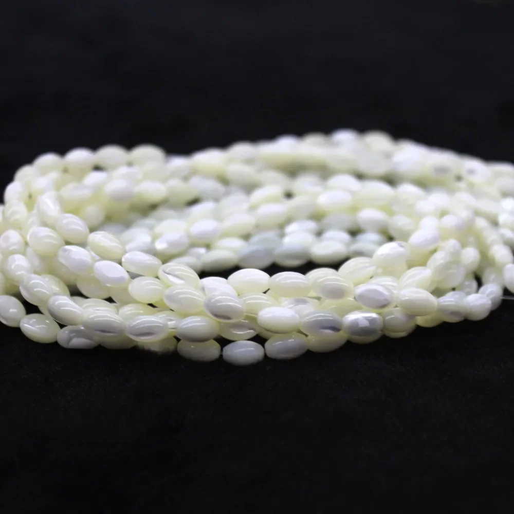 Natural Rice shape Trochus Top Shell Stone White   Beads For Jewelry Making DIY Bracelet Necklace 4*7/5*8/6*9 mm Strand 15\'\'