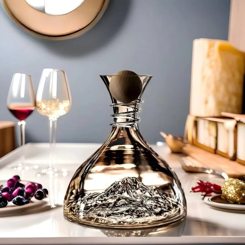 Lead-Free Crystal Wine Decanter  Iceberg Design Aerator Optional Wooden Stopper Home Bar Accessory Barware and homemade items